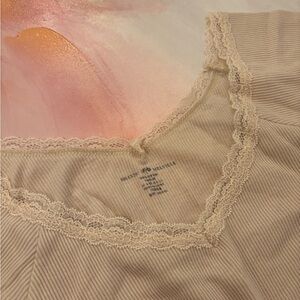 Brandy Melville Cream Lace Trim Top
